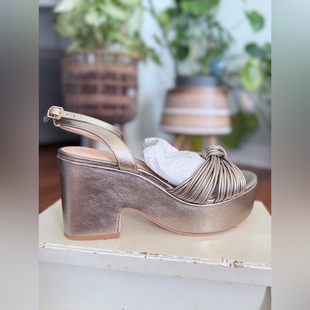 NWT Anthropologie Knotted Platform Shoes GOLD CHAMPAIGN COLOR Sz 8 SOLD OUT $169